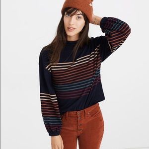 Madewell Mockneck Bubble Sleeve in Kinzie Stripe